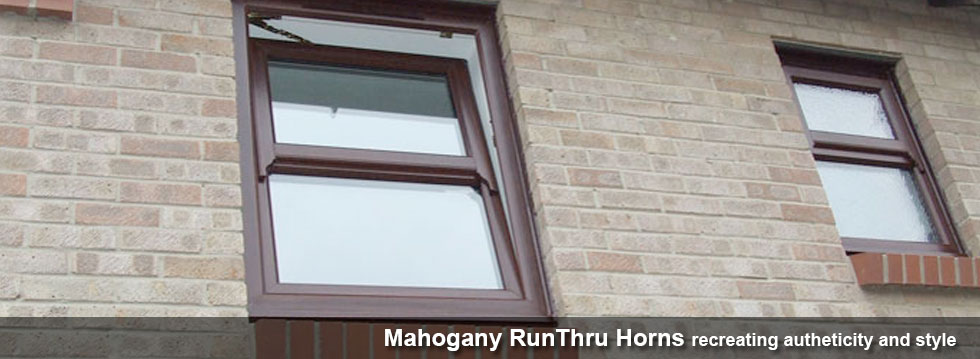 Mahogany Run Thru Sash Horns - Run Thru Sash Horn Windows